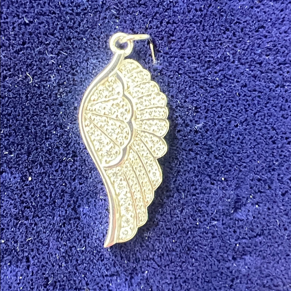 14k White Gold Diamond Wing Pendant Earring - Elegant Women's Jewelry